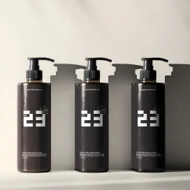 Amber Glass Slim Pump Bottle With Shadows 06